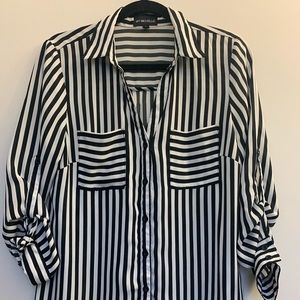 Black & White stripe button up blouse